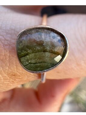 Size 6.5 custom made genuine rose cut tourmaline ring solid sterling